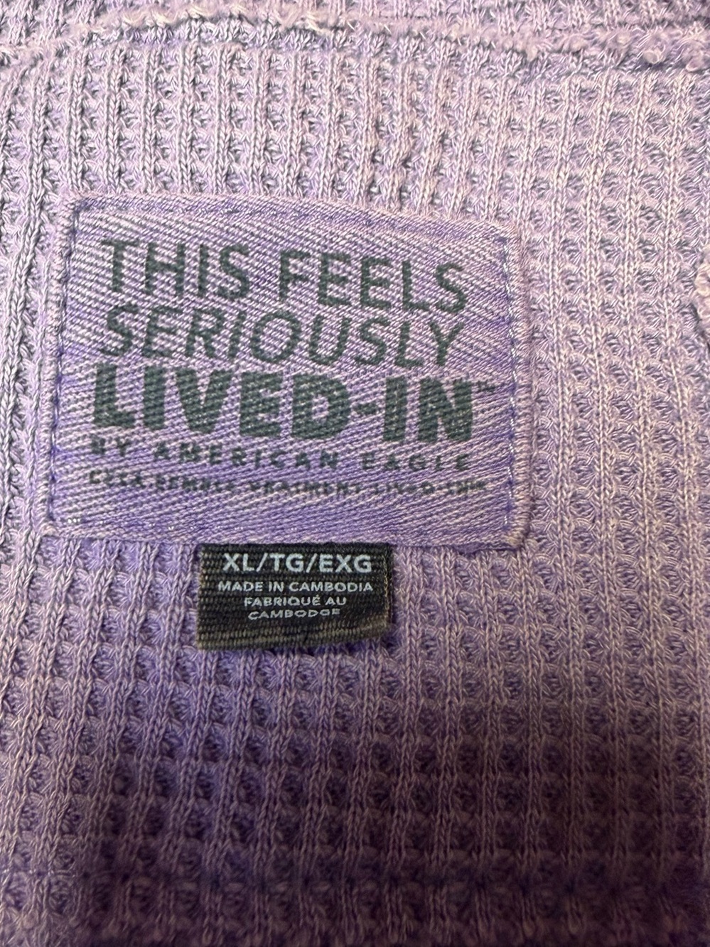 American Eagle Oversized Big Hug Waffle Crew Neck Sweatshirt Women’s XL Purple - Picture 3 of 11